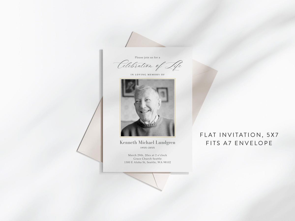 Classic Elegance Memorial Invitation | Canva Template (5x7 in)