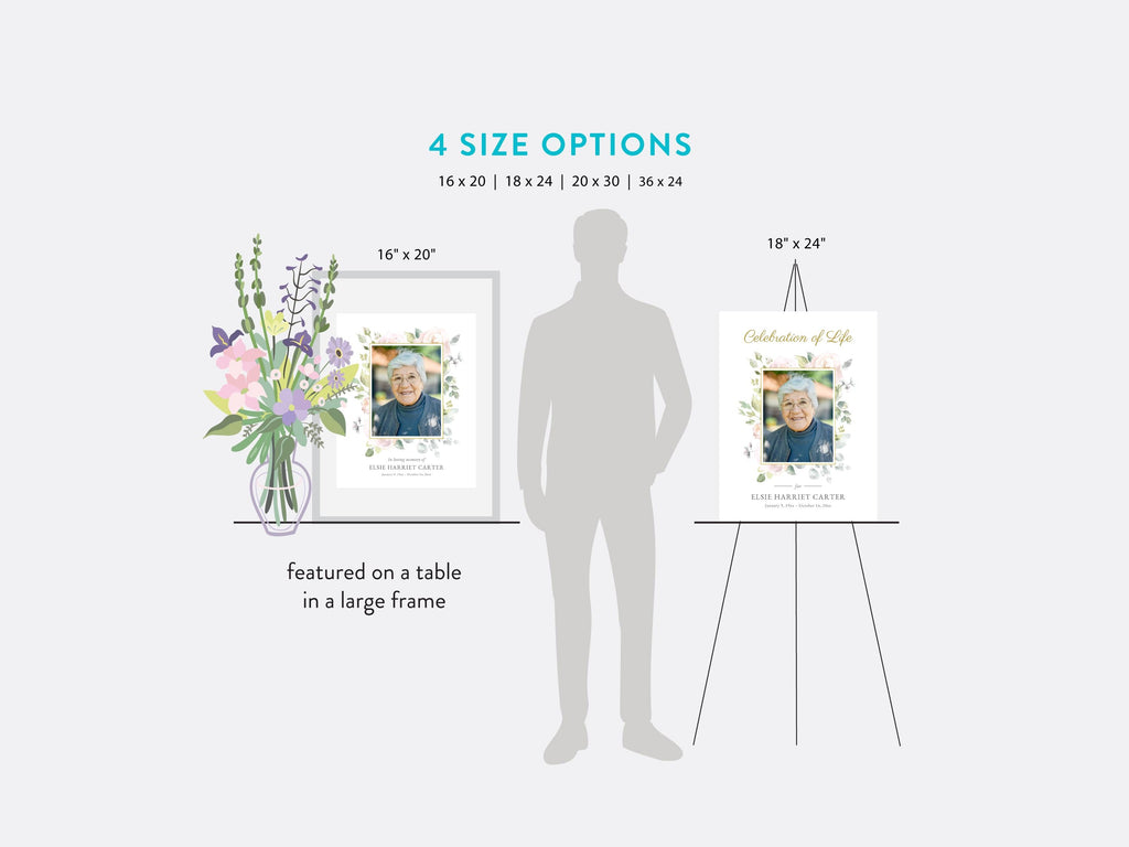 Floral Rose Large Memorial Welcome Sign | Canva Template (4 Sizes)