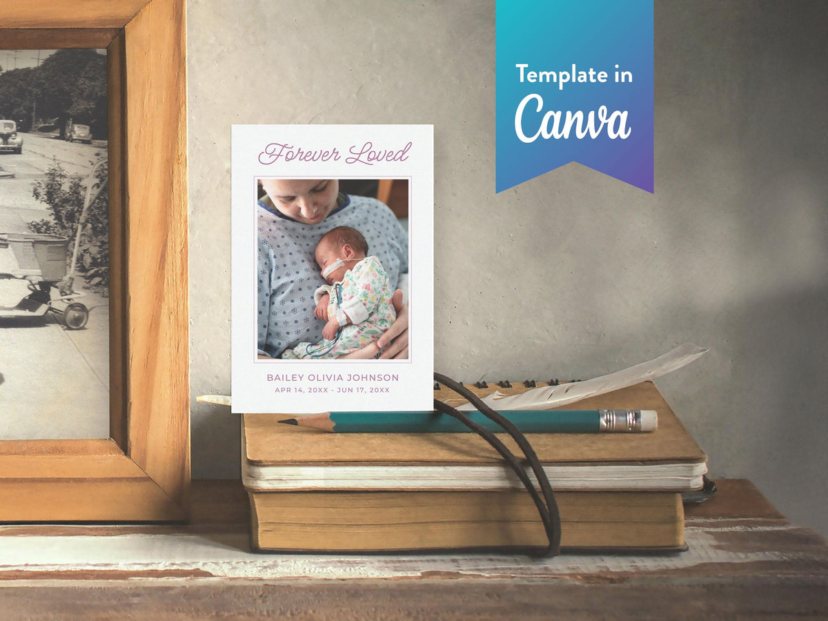 Pink Wildflower Infant Loss Prayer Card | Canva Template (3.5x5 in)