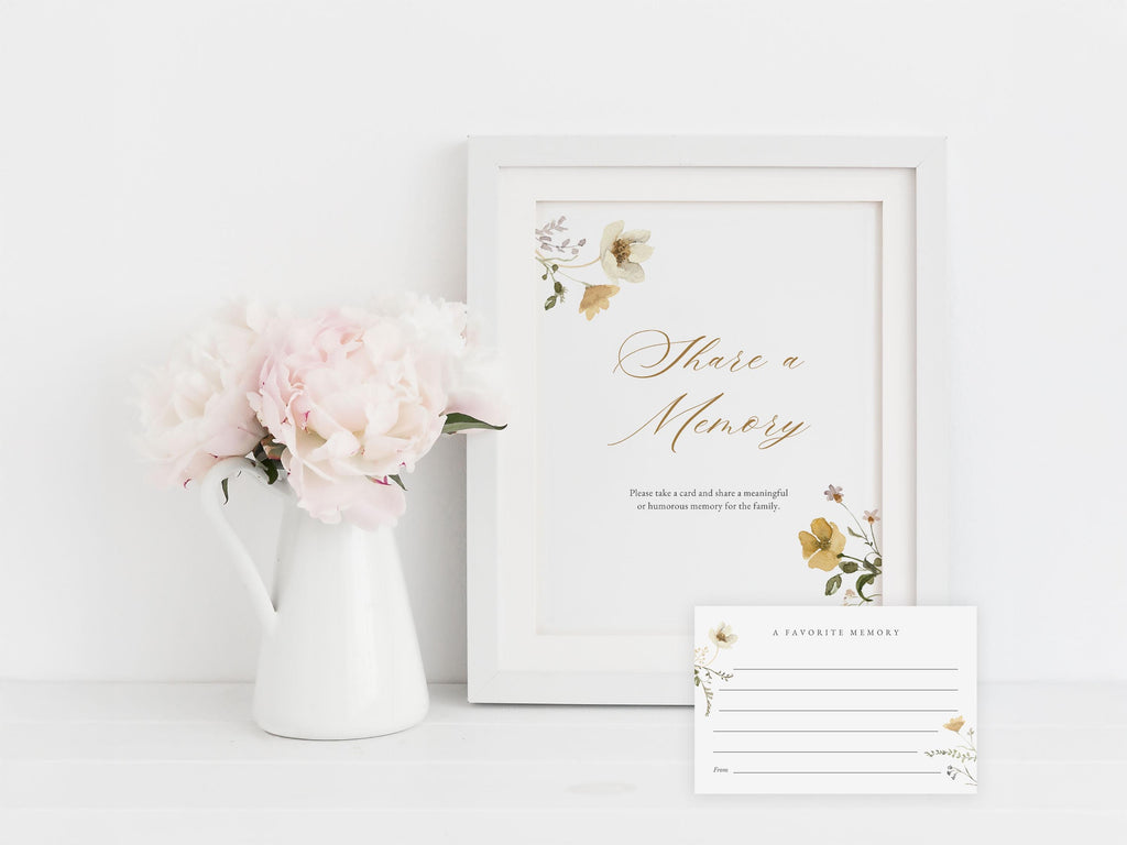 Flower Garden Share a Memory Sign and Card Set | Canva Template (8x10 in, 6x4 in)