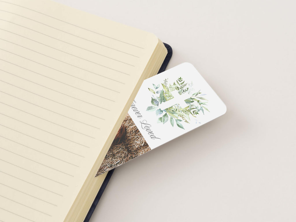 Greenery Cross Funeral Bookmark | Canva Template (2x6 in)