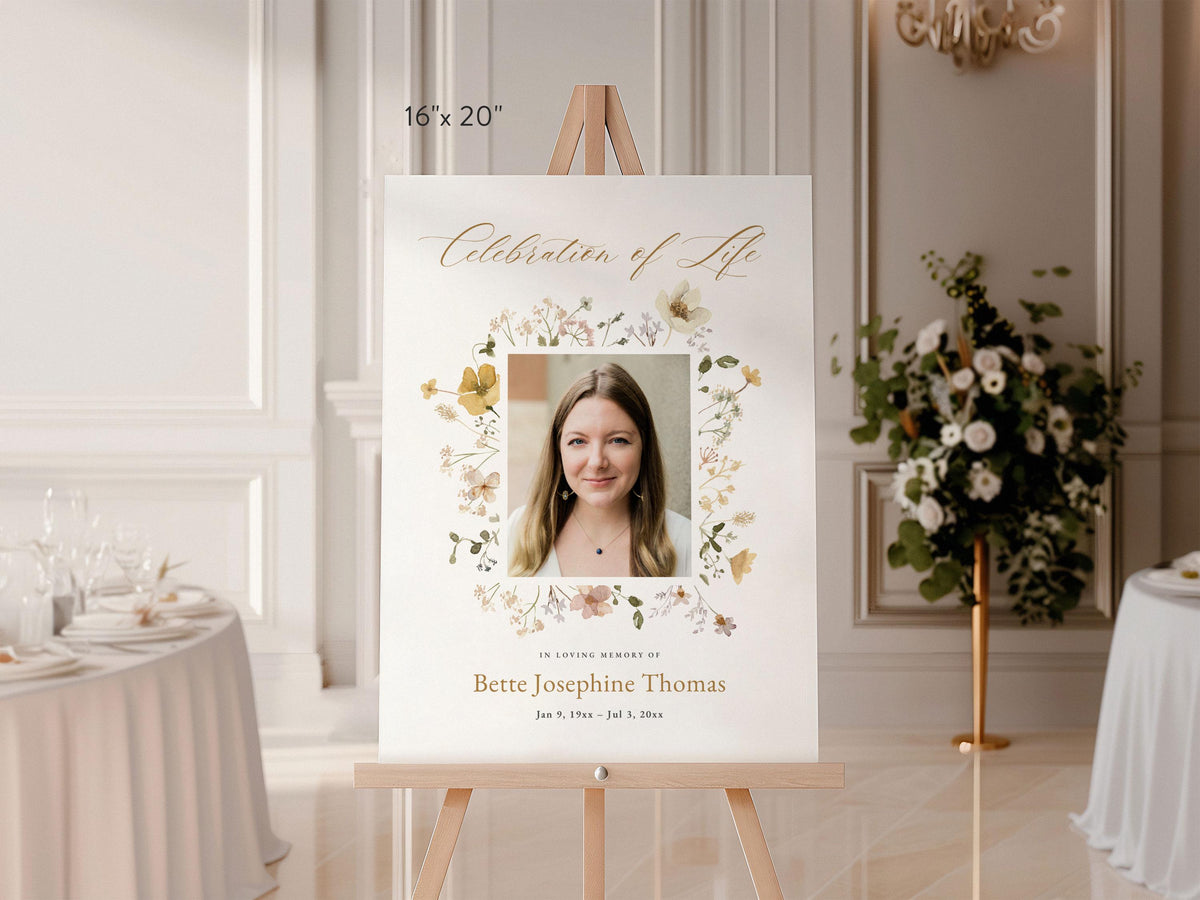 Flower Garden Large Memorial Welcome Sign | Canva Template (4 Sizes)