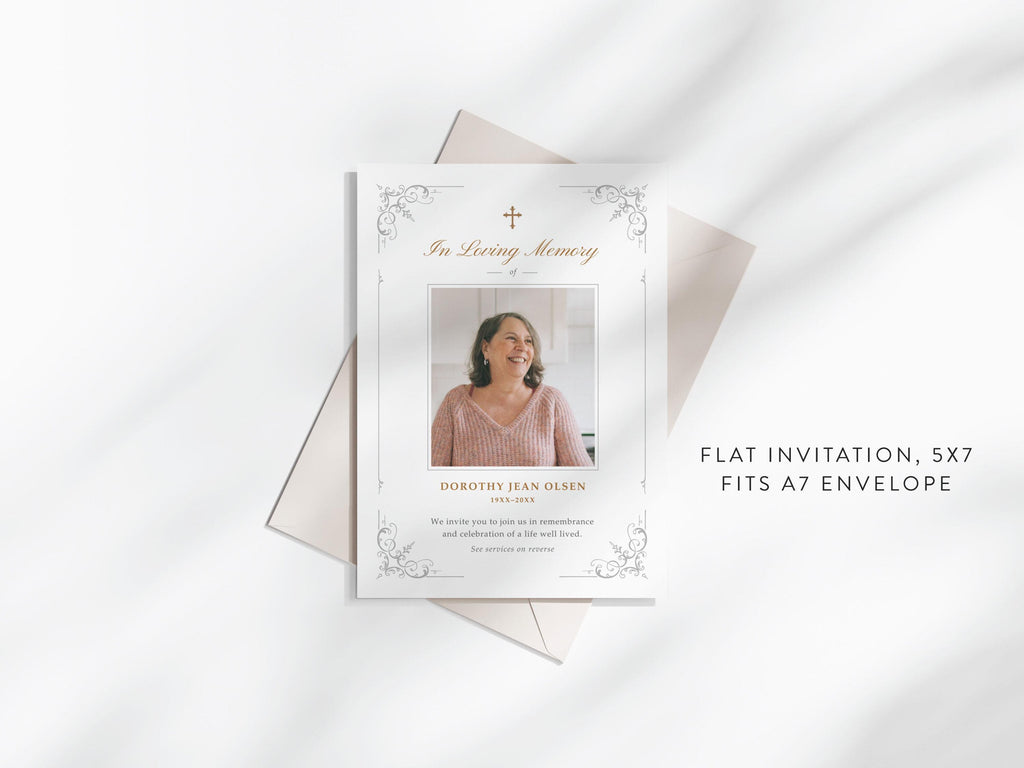 Ornate Frame Memorial Invitation | Canva Template (5x7 in)