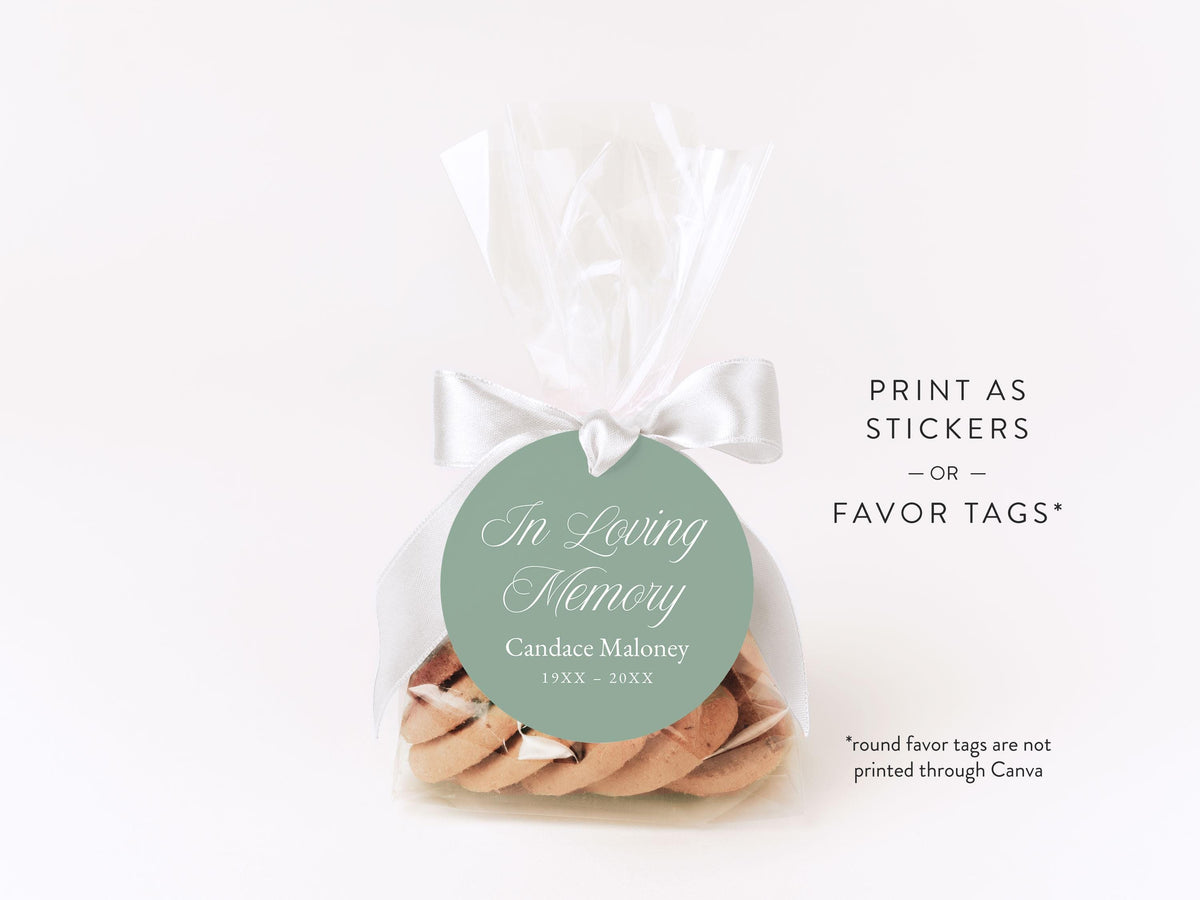 Greenery Cross Round Favor Stickers | Canva Template (2x2, 3x3, 4x4 in)
