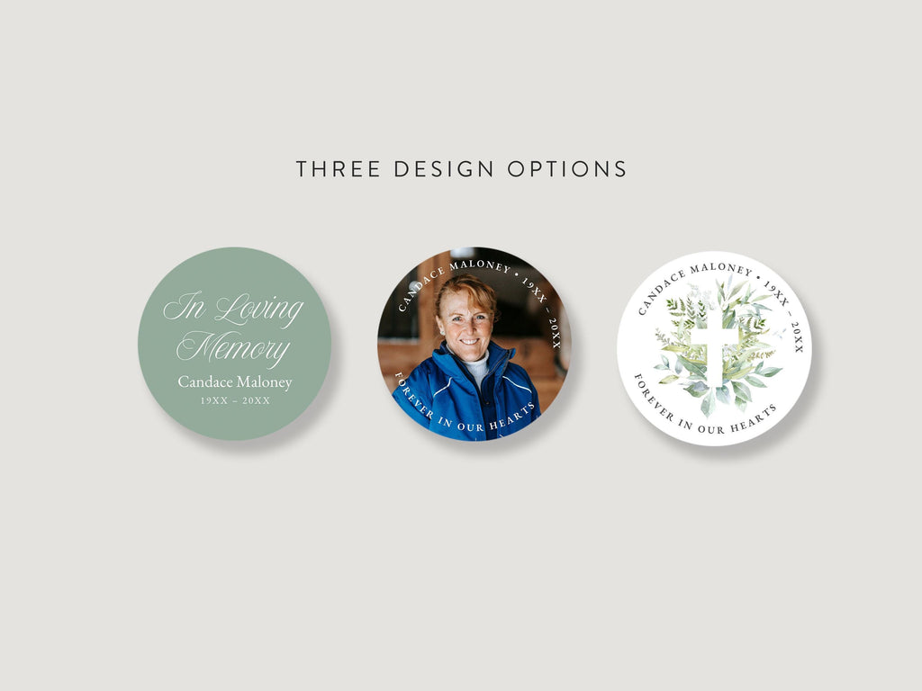 Greenery Cross Round Favor Stickers | Canva Template (2x2, 3x3, 4x4 in)