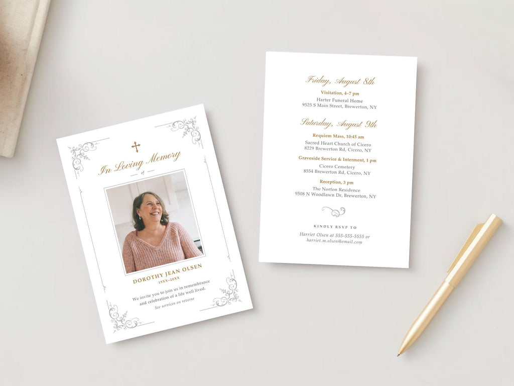 Ornate Frame Memorial Invitation | Canva Template (5x7 in)