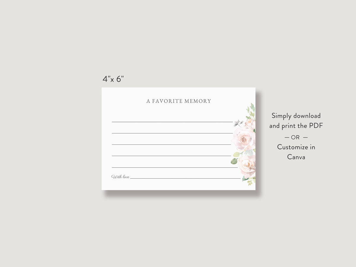Floral Cross Share a Memory Sign and Card Set | Canva Template (8x10 in, 6x4 in)
