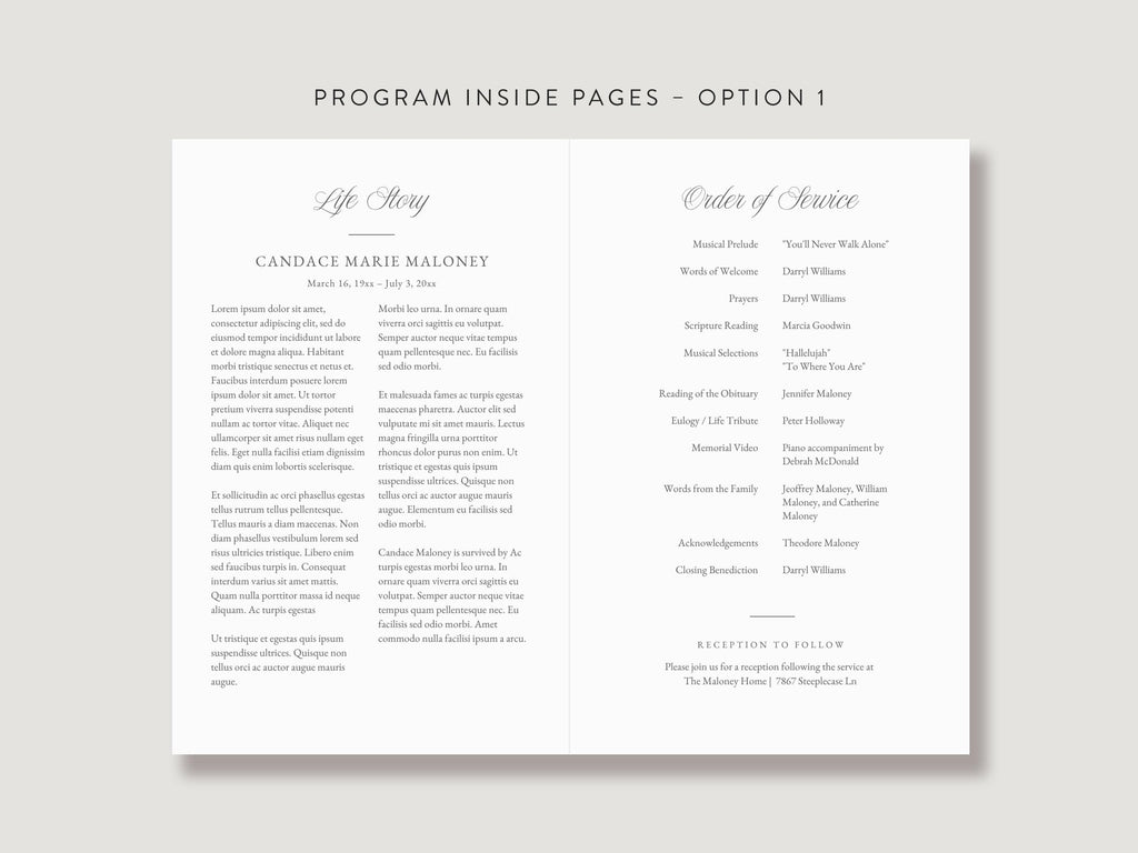 Greenery Cross Memorial Program | Canva Template (Folded 8.5x11 in, A4)
