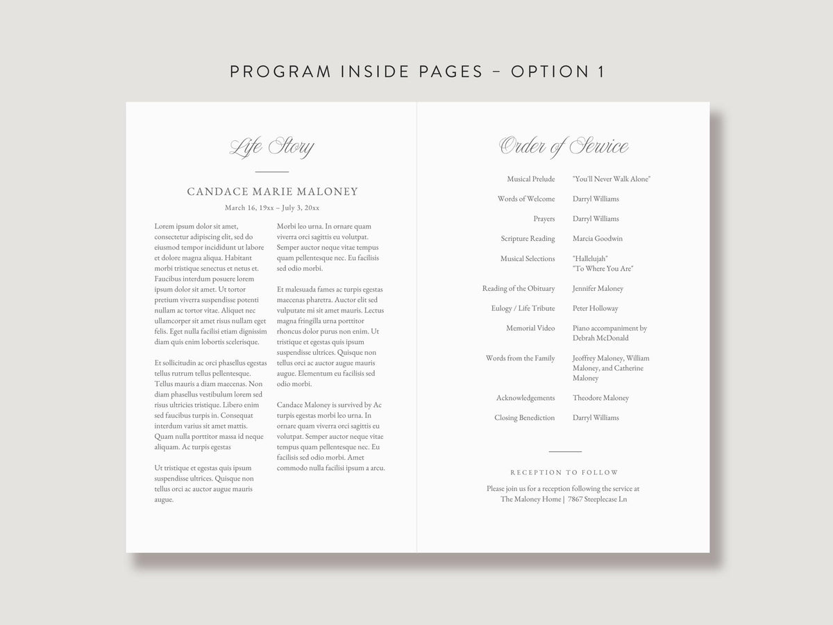 Greenery Cross Memorial Program | Canva Template (Folded 8.5x11 in, A4)