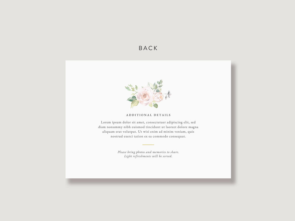 Floral Rose Memorial Invitation | Canva Template (7x5 in)