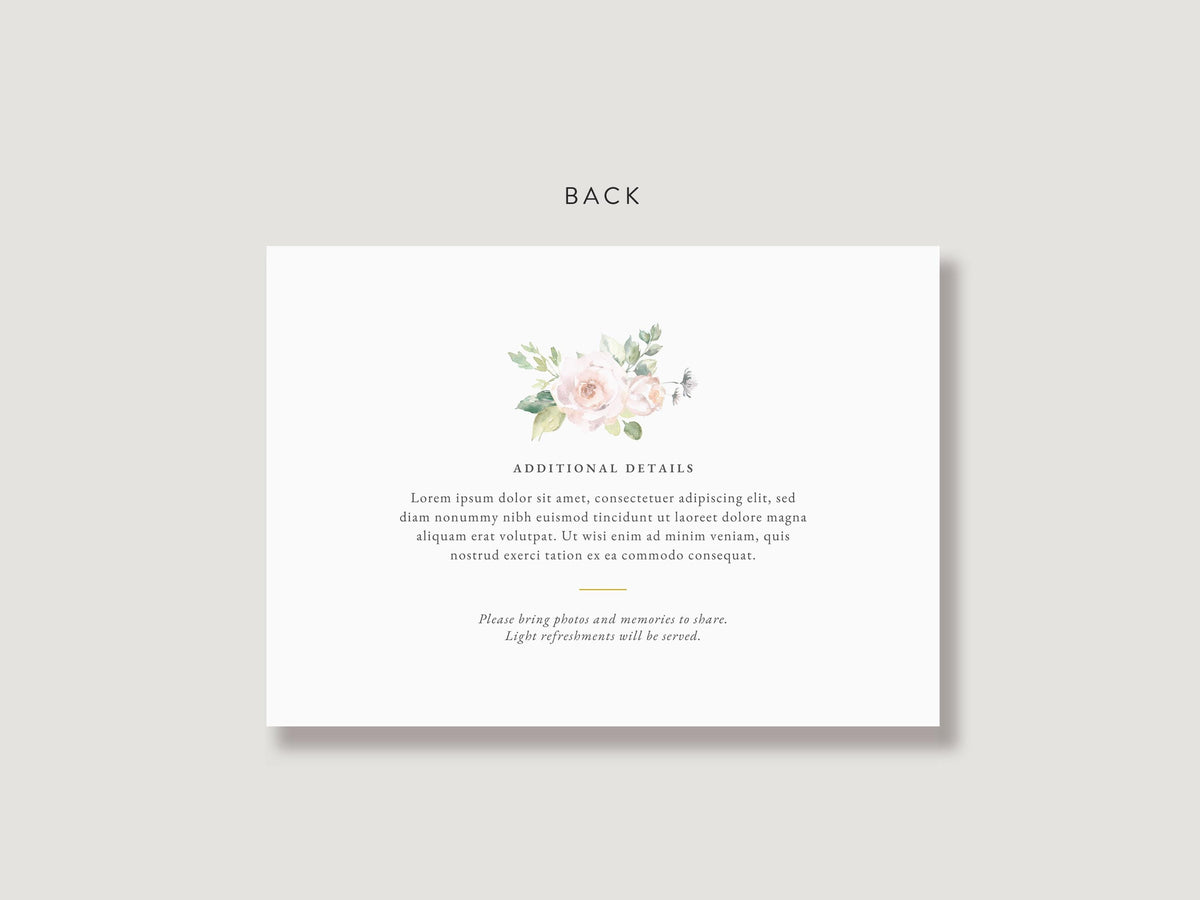 Floral Rose Memorial Invitation | Canva Template (7x5 in)