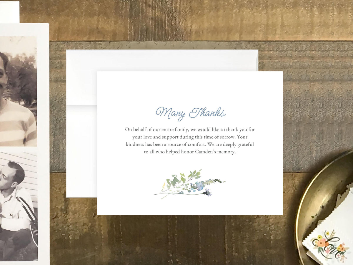 Blue Wildflower Memorial Thank You | Canva Template (Flat, 5.5x4.25 in)