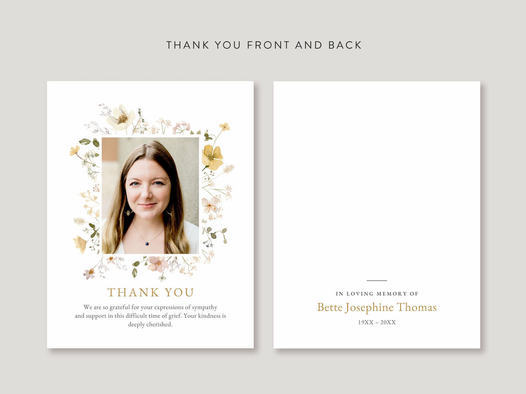 Flower Garden Memorial Thank You | Canva Template (Flat, 4.25x5.5 in)