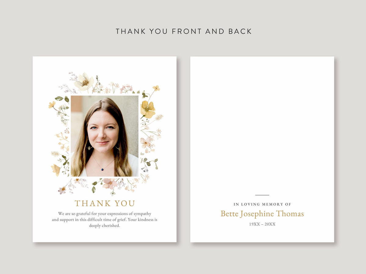 Flower Garden Memorial Thank You | Canva Template (Flat, 4.25x5.5 in)