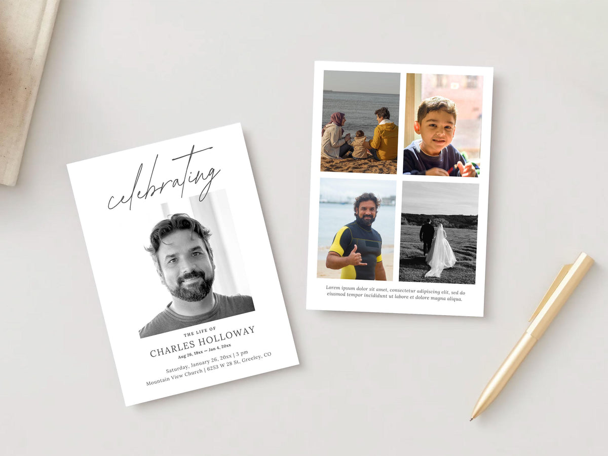 Modern Minimal Memorial Invitation | Canva Template (5x7 in)