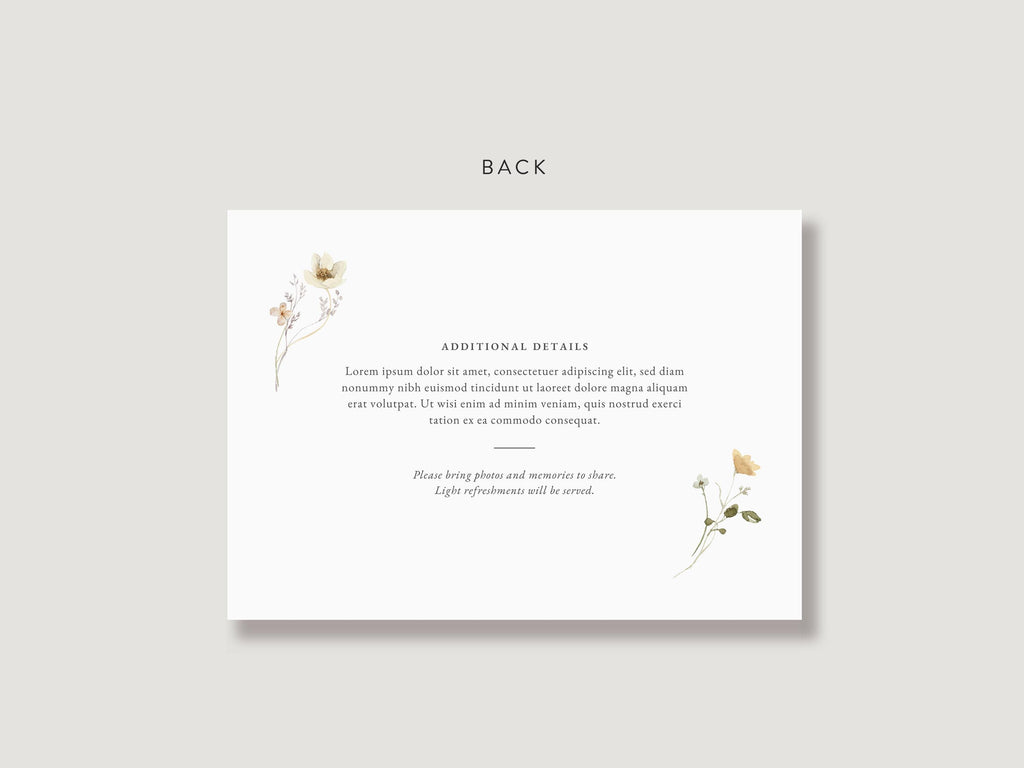 Flower Garden Memorial Invitation | Canva Template (7x5 in)