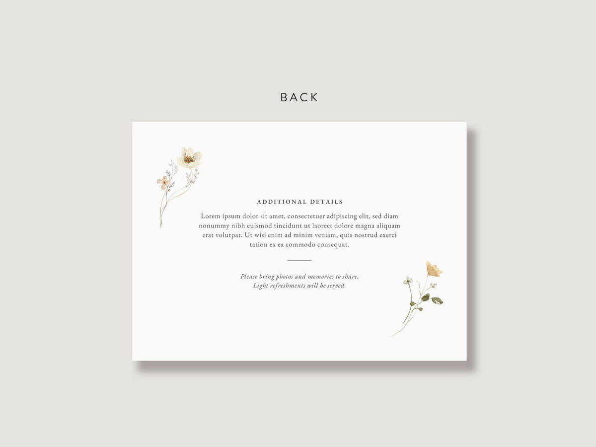 Flower Garden Memorial Invitation | Canva Template (7x5 in)