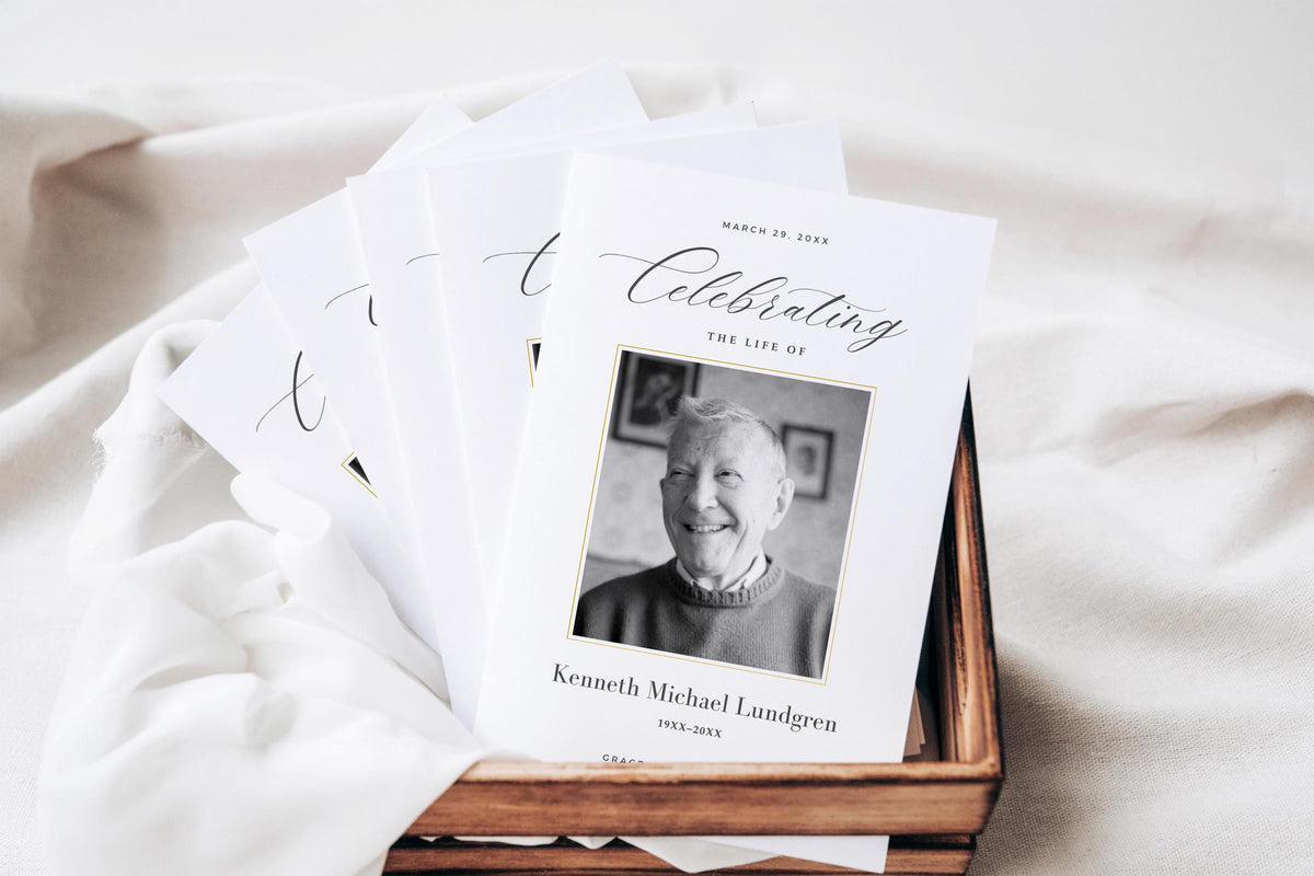 Classic Elegance Memorial Program | Canva Template (Folded 8.5x11 in, A4)