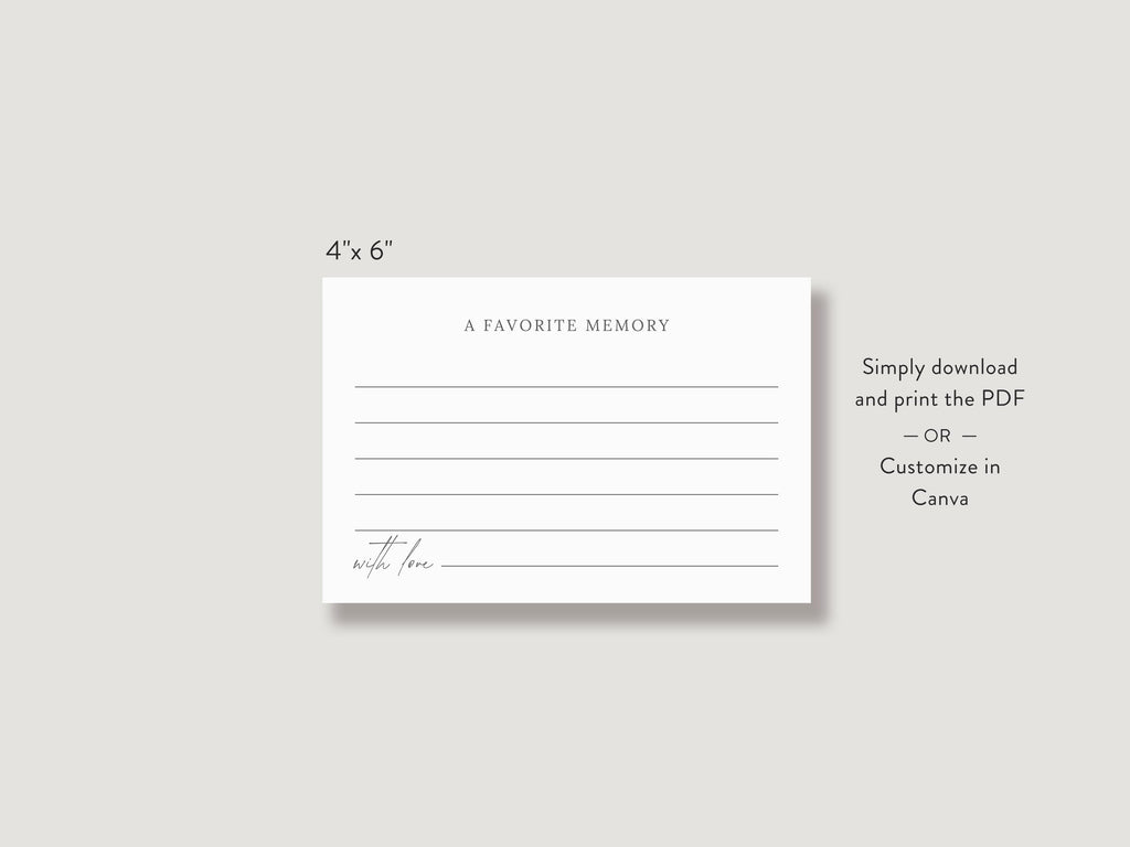 Modern Minimal Share a Memory Sign and Card Set | Canva Template (8x10 in, 6x4 in)