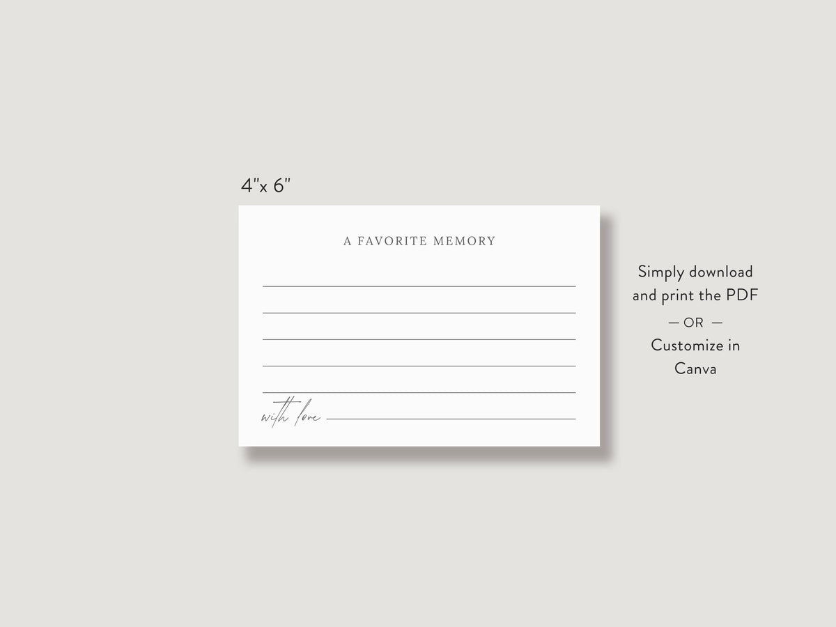 Modern Minimal Share a Memory Sign and Card Set | Canva Template (8x10 in, 6x4 in)