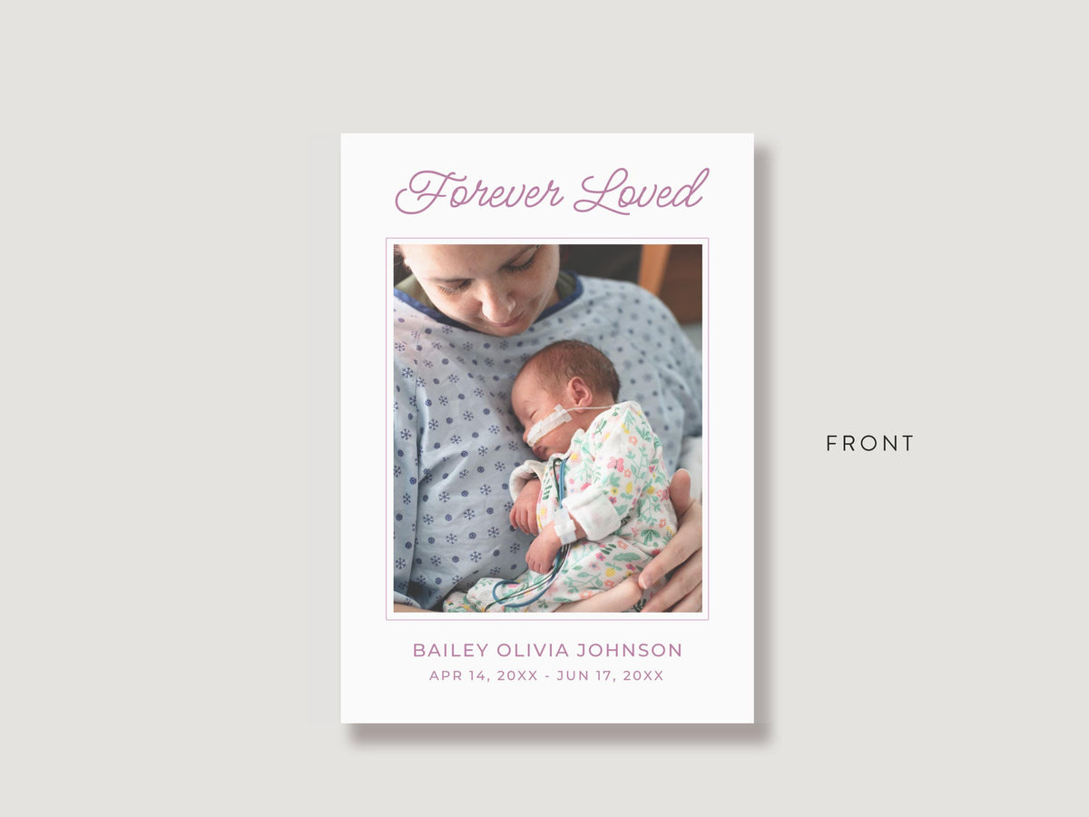 Pink Wildflower Infant Loss Prayer Card | Canva Template (3.5x5 in)