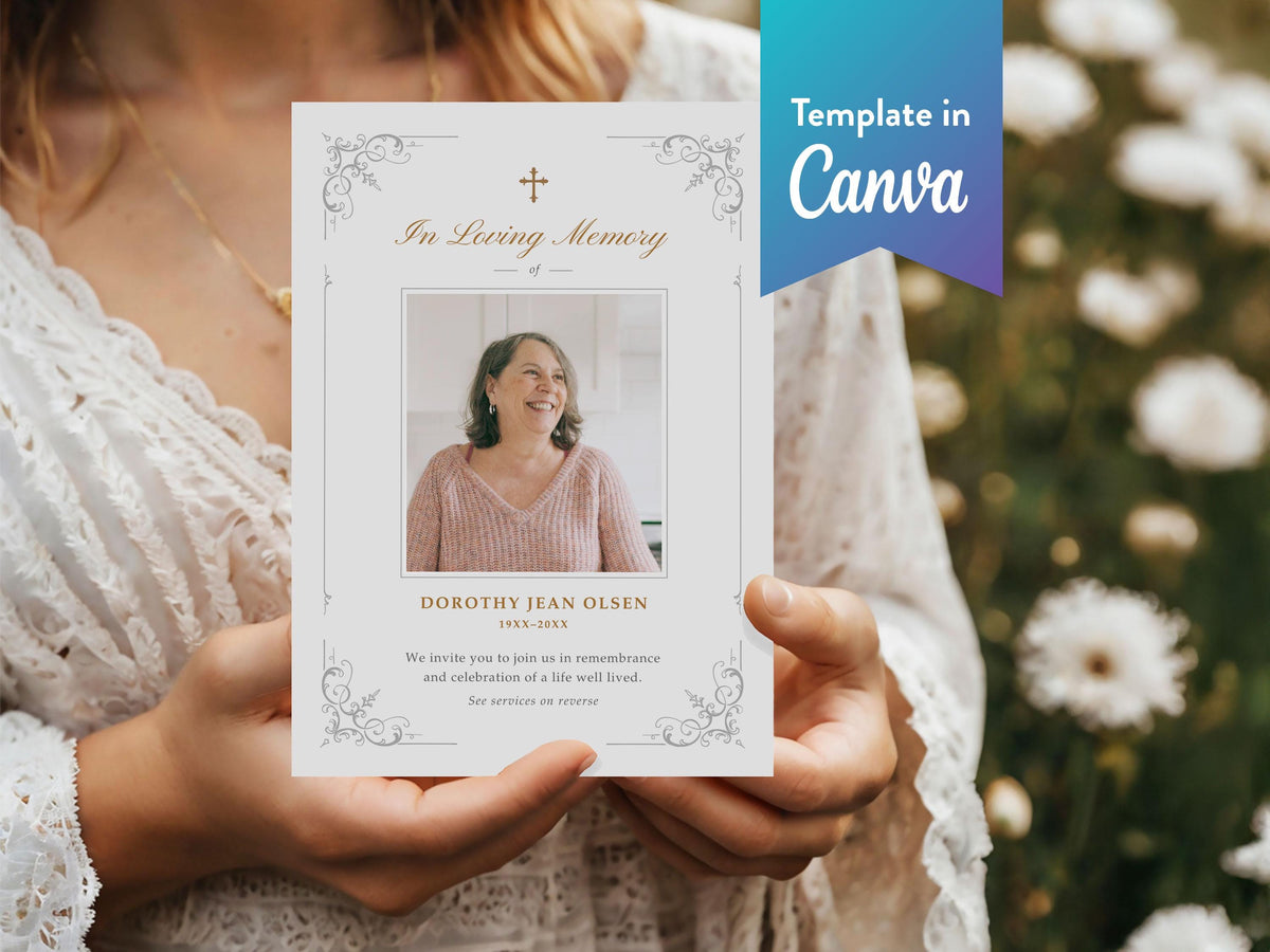 Ornate Frame Memorial Invitation | Canva Template (5x7 in)