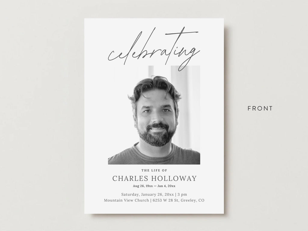 Modern Minimal Memorial Invitation | Canva Template (5x7 in)