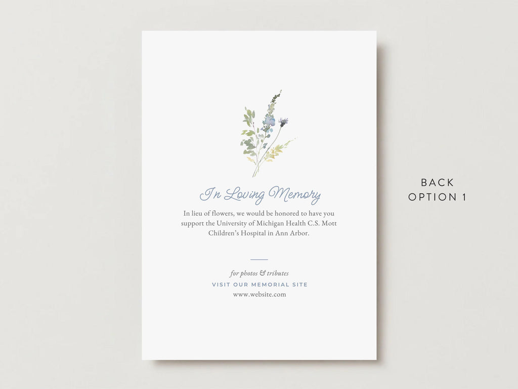 Blue Wildflower Infant Loss Memorial Invitation | Canva Template (5x7 in)