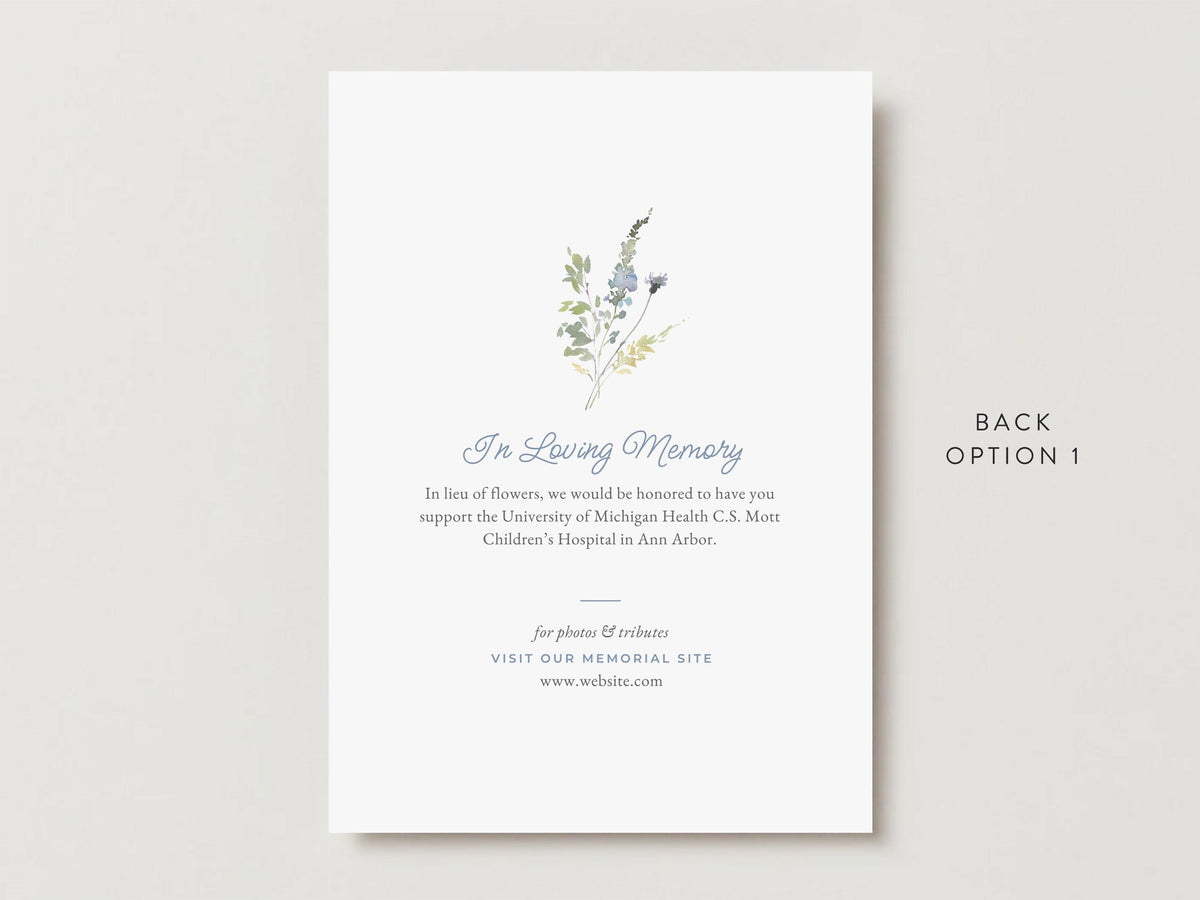 Blue Wildflower Infant Loss Memorial Invitation | Canva Template (5x7 in)
