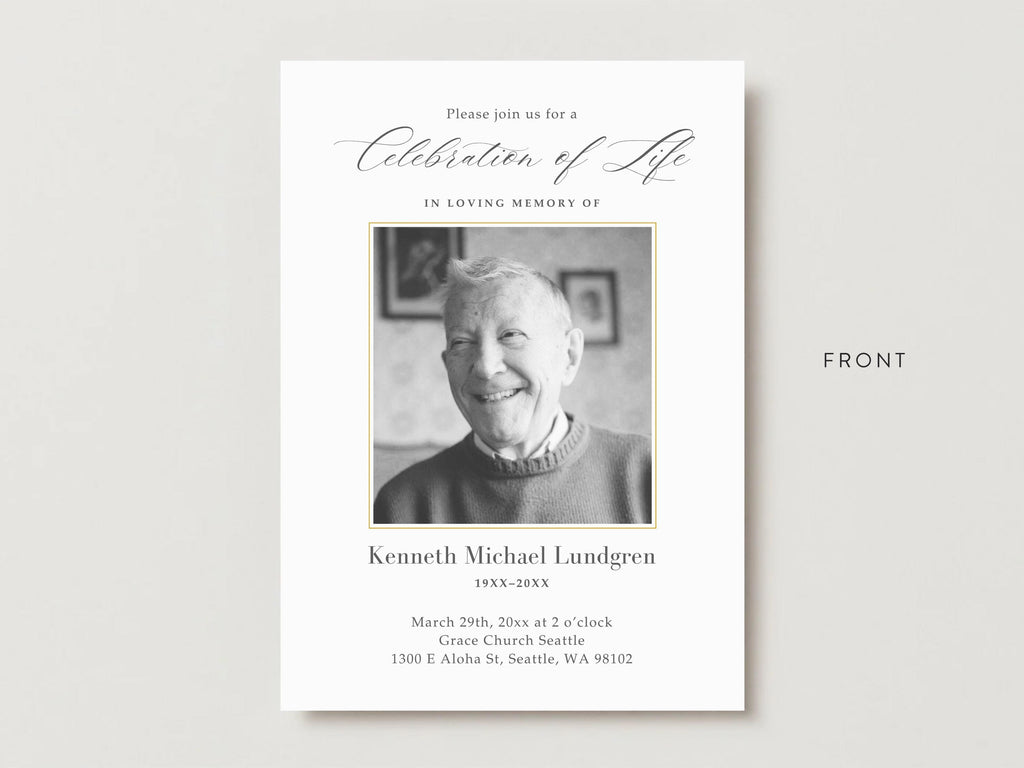 Classic Elegance Memorial Invitation | Canva Template (5x7 in)