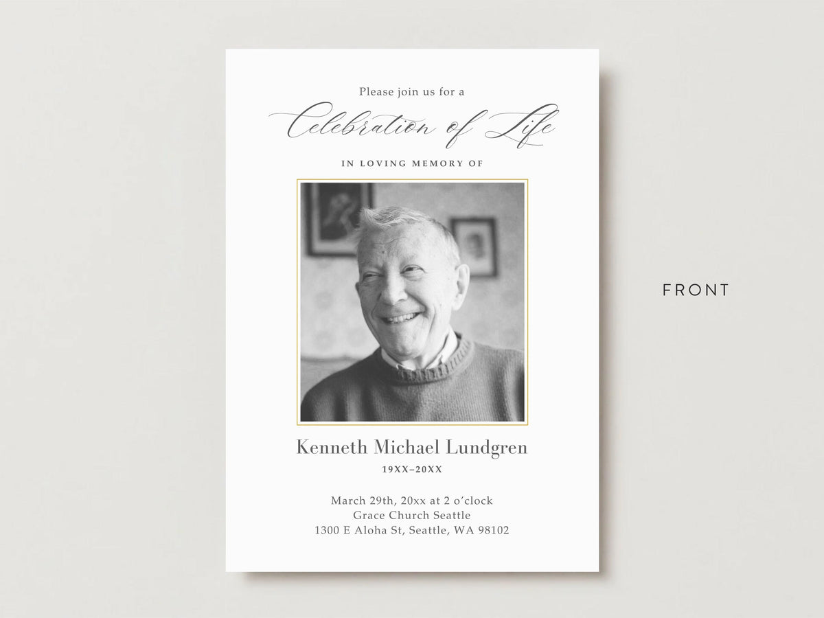 Classic Elegance Memorial Invitation | Canva Template (5x7 in)