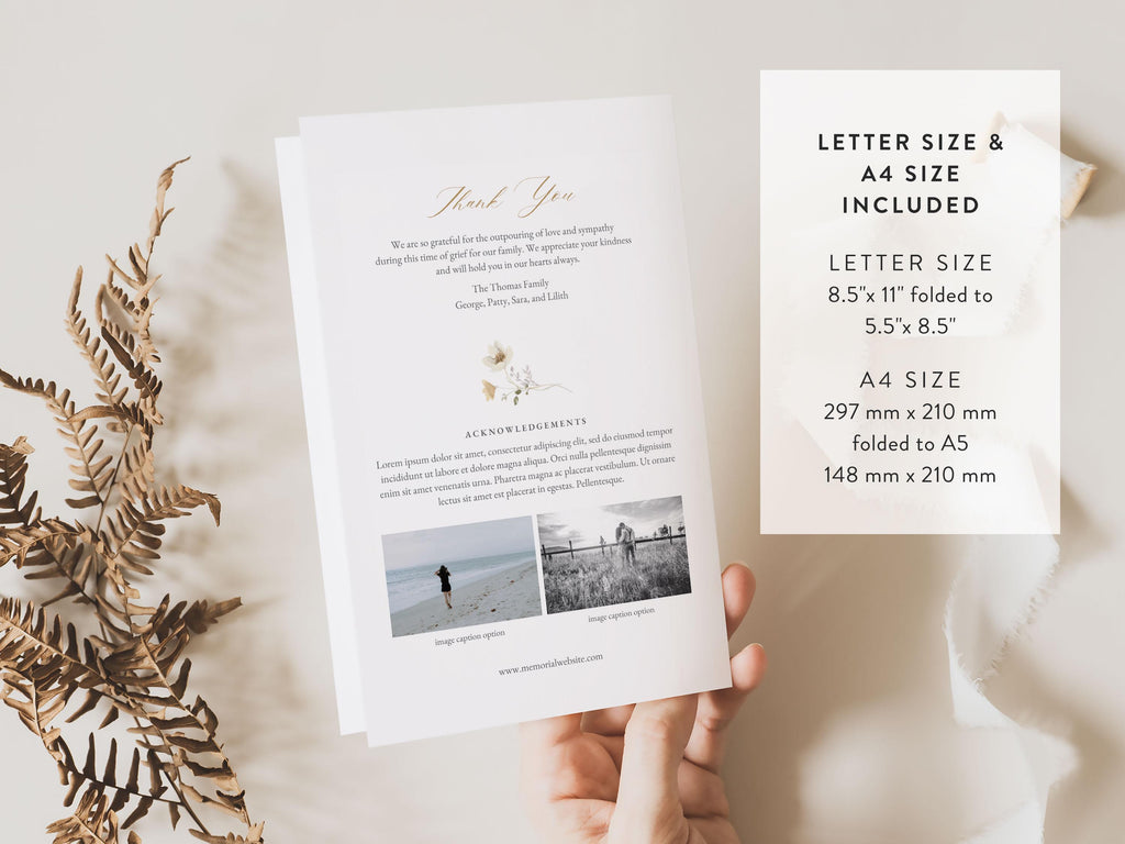 Flower Garden Memorial Program | Canva Template (Folded 8.5x11 in, A4)