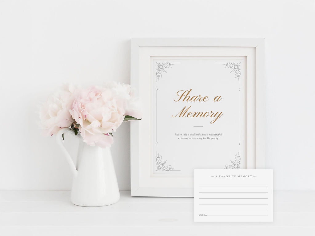 Ornate Frame Share a Memory Sign and Card Set | Canva Template (8x10 in, 4x6 in)