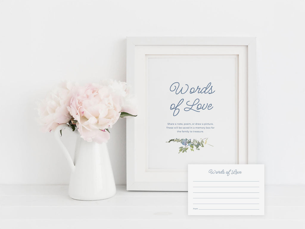 Blue Wildflower Share a Memory Sign and Card Set | Canva Template (8x10 in, 6x4 in)