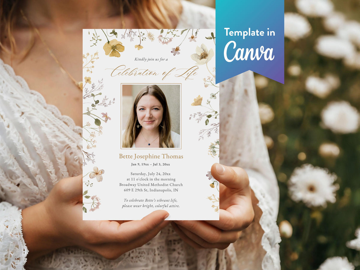 Flower Garden Memorial Invitation | Canva Template (5x7 in)