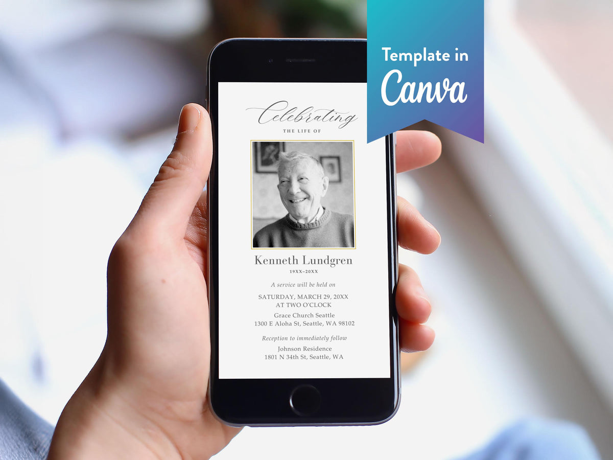 Classic Elegance Memorial Text Invite | Canva Template (1080x1920 px)