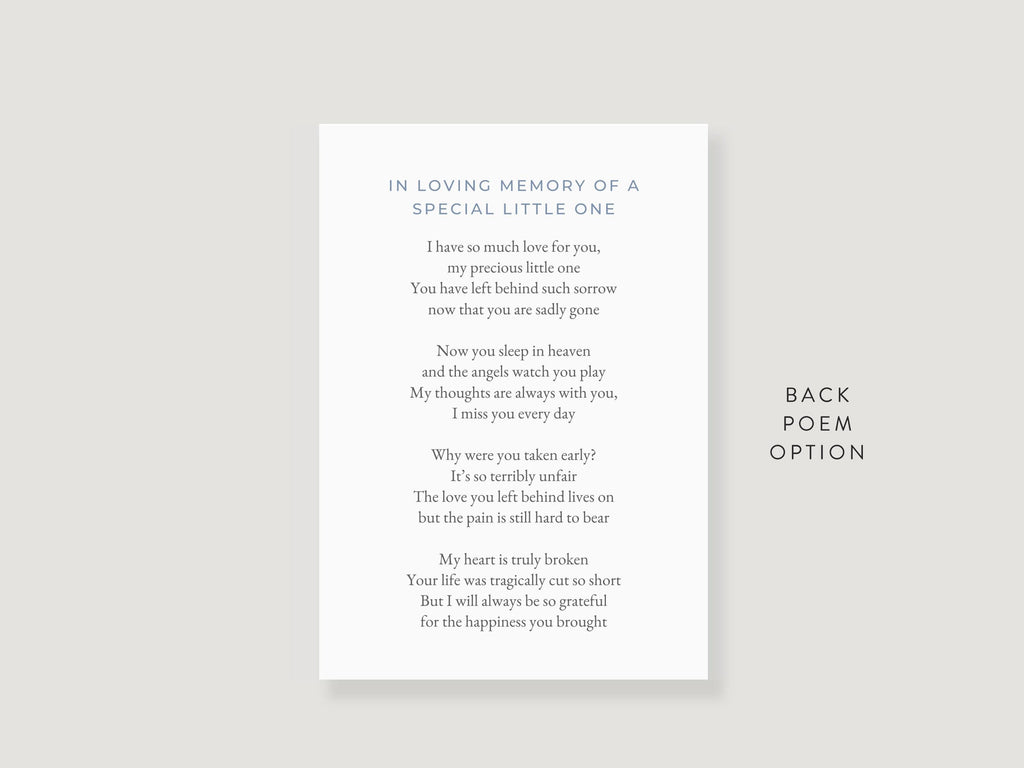 Infant Loss Blue Wildflower Prayer Card | Canva Template (3.5x5 in)