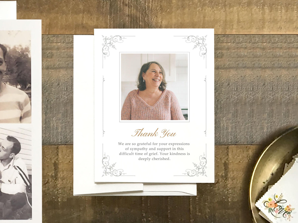 Ornate Frame Memorial Thank You | Canva Template (Flat, 4.25x5.5 in)
