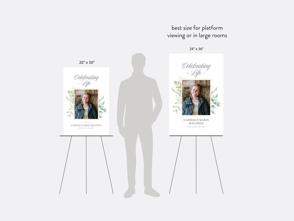 Greenery Cross Large Memorial Welcome Sign | Canva Template (4 Sizes)