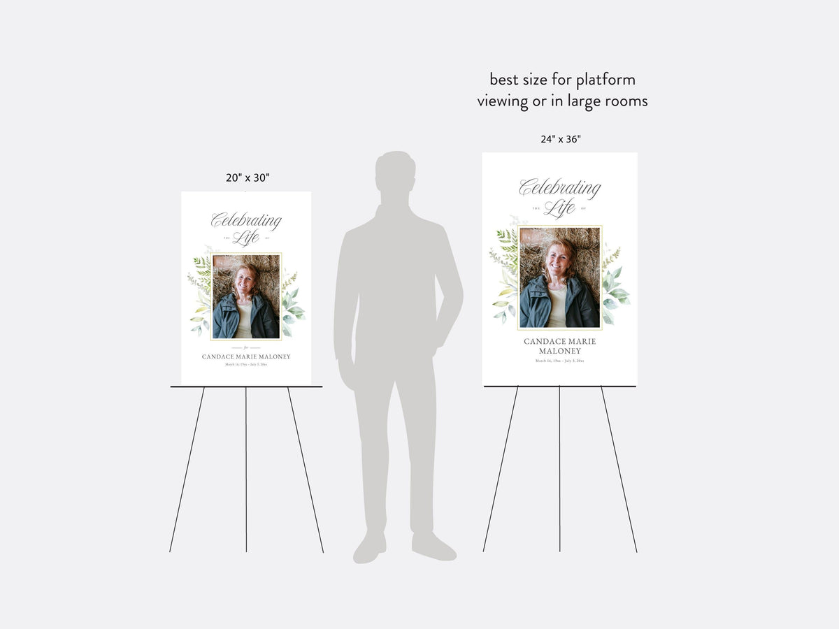 Greenery Cross Large Memorial Welcome Sign | Canva Template (4 Sizes)