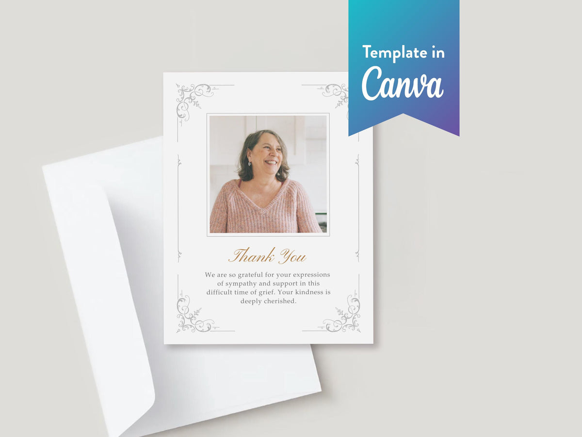 Ornate Frame Memorial Thank You | Canva Template (Flat, 4.25x5.5 in)