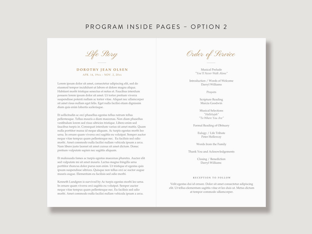 Ornate Frame Memorial Program | Canva Template (Folded 8.5x11 in, A4)