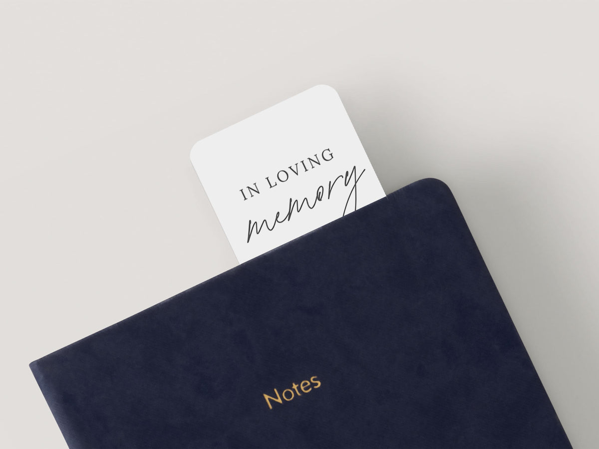 Modern Minimal Funeral Bookmark | Canva Template (2x6 in)