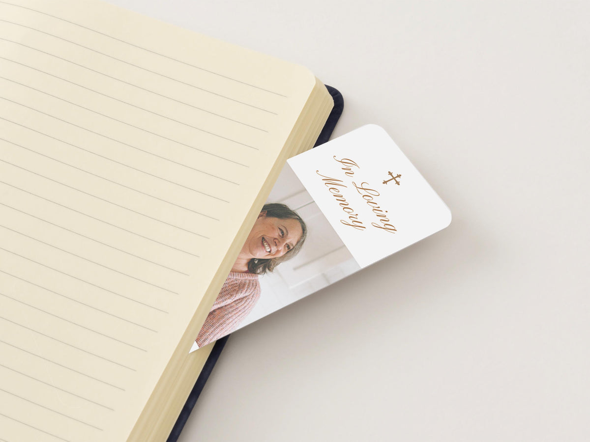 Ornate Frame Funeral Bookmark | Canva Template (2x6 in)