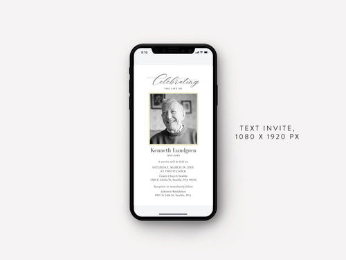 Classic Elegance Memorial Text Invite | Canva Template (1080x1920 px)