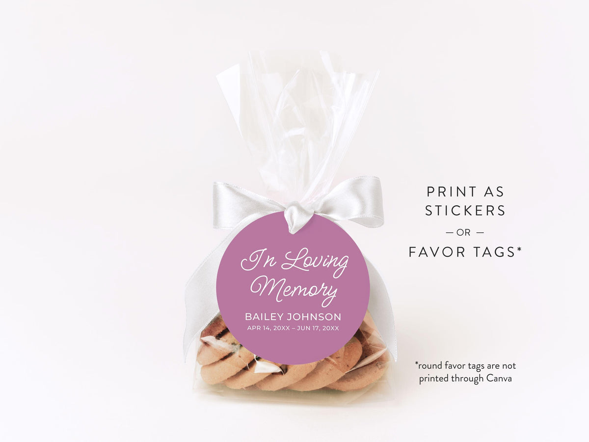 Infant Loss Pink Wildflower Round Favor Stickers | Canva Template (2x2, 3x3, 4x4 in)