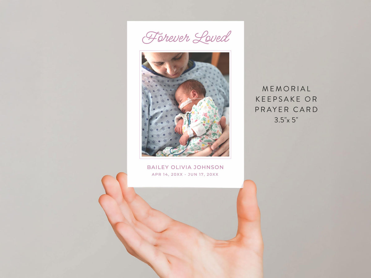 Pink Wildflower Infant Loss Prayer Card | Canva Template (3.5x5 in)