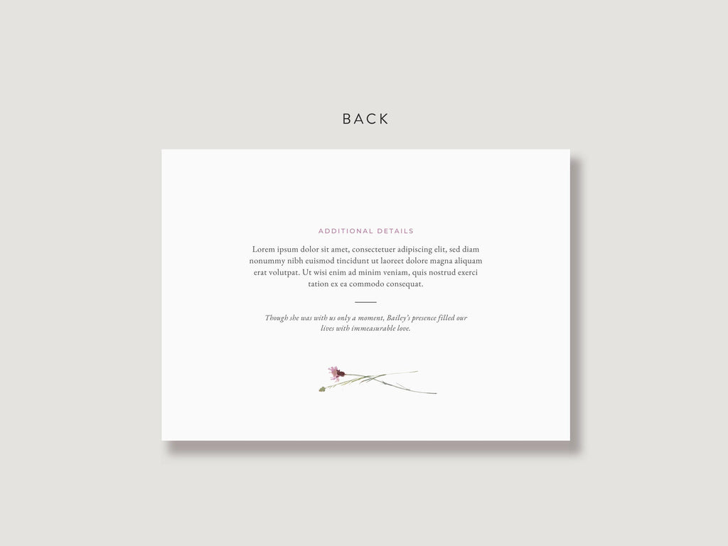 Pink Wildflower Infant Loss Memorial Invitation | Canva Template (7x5 in)