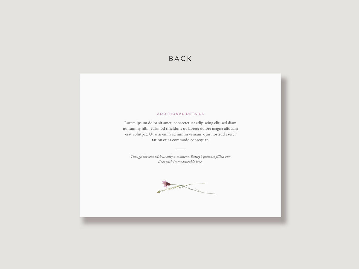Pink Wildflower Infant Loss Memorial Invitation | Canva Template (7x5 in)