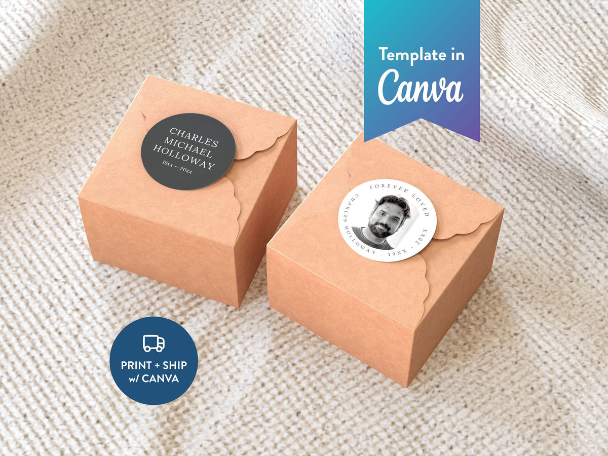 Modern Minimal Round Favor Stickers | Canva Template (2x2, 3x3, 4x4 in)